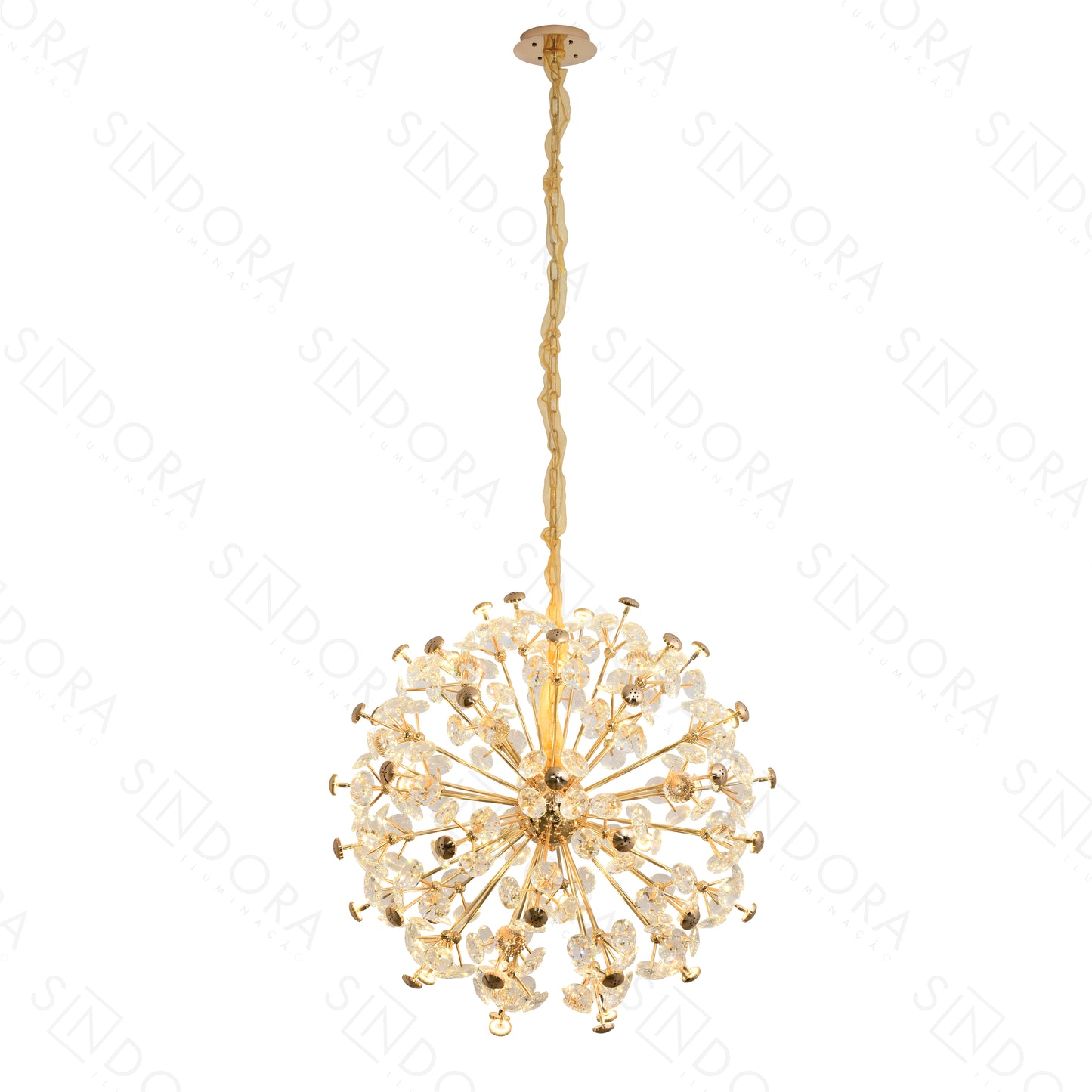 PENDENTE G4*56 FERRO+CRISTAL DOURADO+TRANSPARENTE BIVOLT