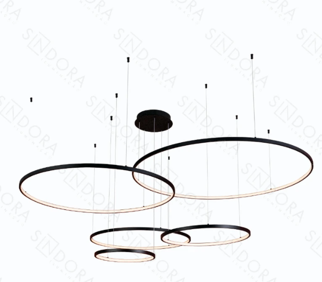 PENDENTE 40+60+80+100+120cm LED 3000K Aluminio+Silicone Bivolt preto