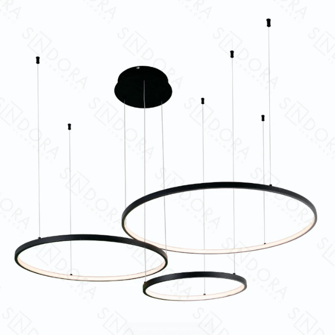 Pendente 40+60+80cm LED 3000K Aluminio+Silicone Bivolt preto