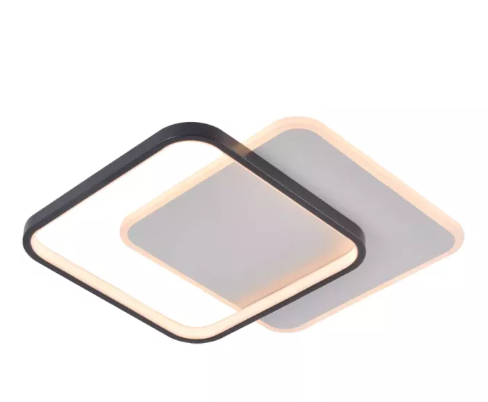 LED 3000K 46W PLAFON FERRO+SILICONE+ACRILICO BIVOLT PRETO