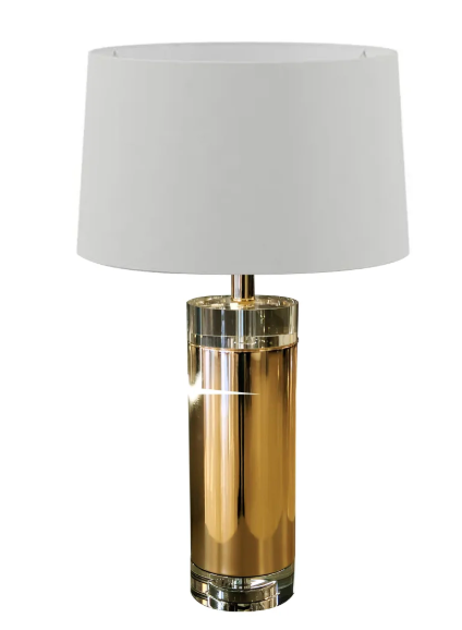 ABAJUR 67x38CM E27*1 DOURADO FERRO+CRISTAL+CÚPULA BIVOLT