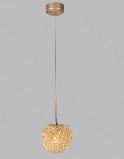 PENDENTE METAL+CRISTAL DOURADO 150*H1500MM G*1