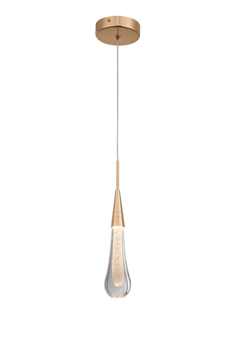 PENDENTE 5x20CM 5W 3000K METAL/CRISTAL DOURADO BIVOLT