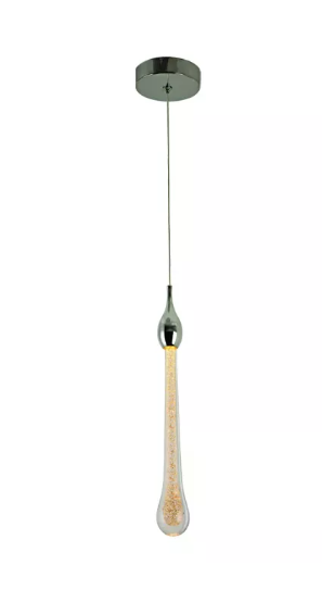 PENDENTE 50*H300MM CROMADO LED 3W 3000K ALUMINIO+CRISTAL BIVOLT