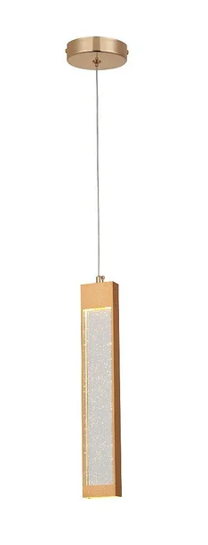 PENDENTE METAL+CRISTAL DOURADO 2x5x30cm LED 5W 3000K BIVOLT
