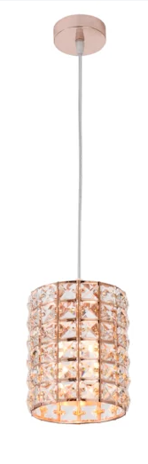 PENDENTE METAL+CRISTAL ROSE E14*1