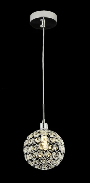 PENDENTE CROMADO 120*H1200mm METAL+CRISTAL G9*1 BIVOLT