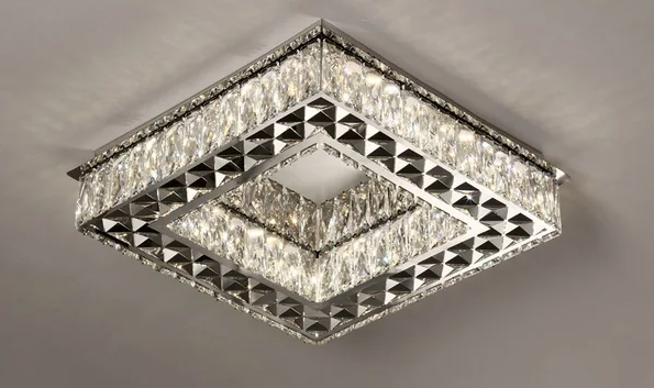 PLAFON METAL+CRISTAL CROMADO CONTROLE 3000K/4000K/6000K BIVOLT 36W