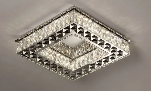 PLAFON METAL+CRISTAL CROMADO CONTROLE 3000K/4000K/6000K BIVOLT 32W