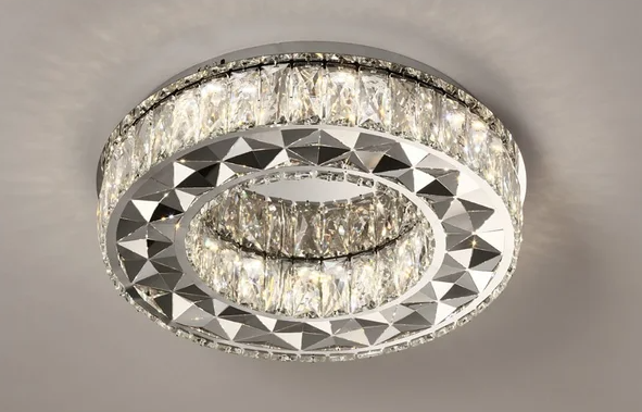 PLAFON METAL+CRISTAL CROMADO CONTROLE 3000K/4000K/6000K BIVOLT 32