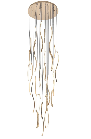 PENDENTE 600*H3000mm DOURADO LED205W 3000K INOX+SILICONE BIVOLT