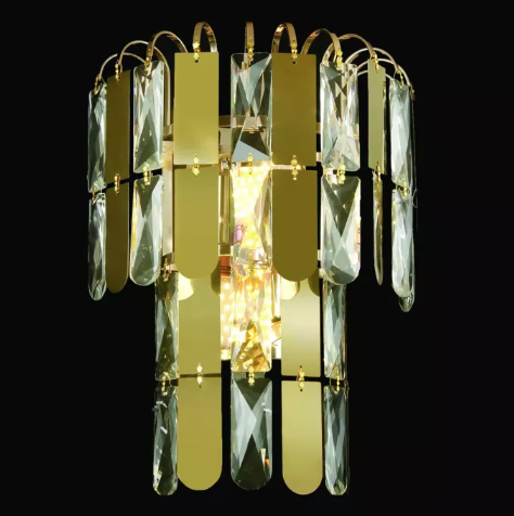 ARANDELA DOURADO 250*H300mm INOX+CRISTAL E14*2 BIVOLT