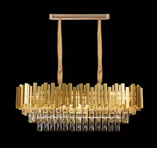 PENDENTE DOURADO E14*8 760*260*280MM ALUMINIO E CRISTAL