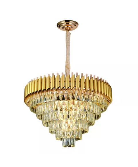 PENDENTE DOURADO METAL+CRISTAL BIVOLT
