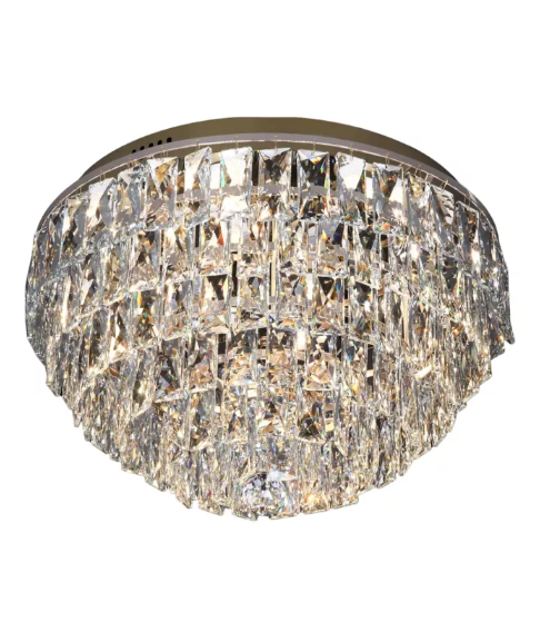 PLAFON LED 35W METAL+CRISTAL DOURADO 450*300MM 3000K BIVOLT