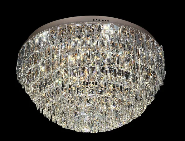 PLAFON LED 55W METAL+CRISTAL DOURADO 600*340MM 3000K BIVOLT
