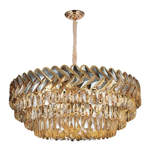 PENDENTE DOURADO INOX+CRISTAL 800MM E14*21