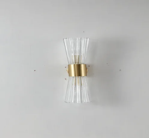 ARANDELA METAL+VIDRO BRONZE 120*400MM E14*2