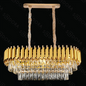 PENDENTE DOURADO L750*350MM METAL+CRISTAL E14*8 BIVOLT