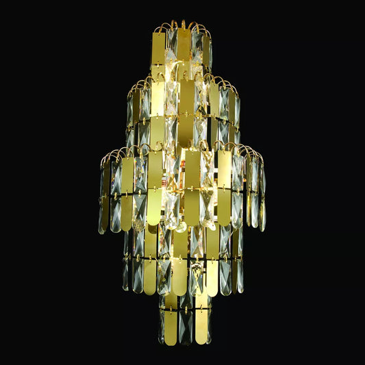 ARANDELA DOURADO 400*H730mm INOX+CRISTAL E14*5 BIVOLT
