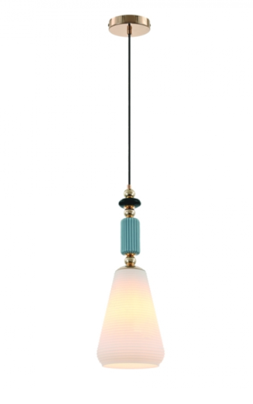 Pendente 160*H450 Branco E27*1 Ferro+Vidro Bivolt