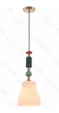 Pendente 200*H480 Branco E27*1 Ferro+Vidro Bivolt
