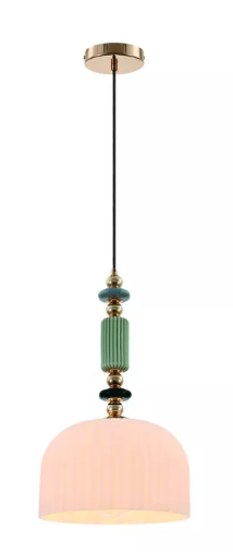 Pendente 250*H430 Branco E27*1 Ferro+Vidro Bivolt