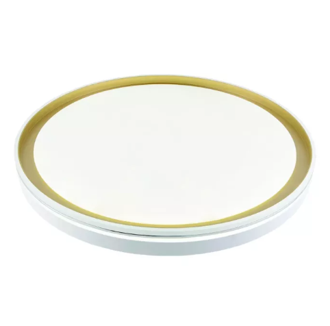 PLAFON LED 60W 40CM BRANCO+DOURADO METAL+ACRILICO