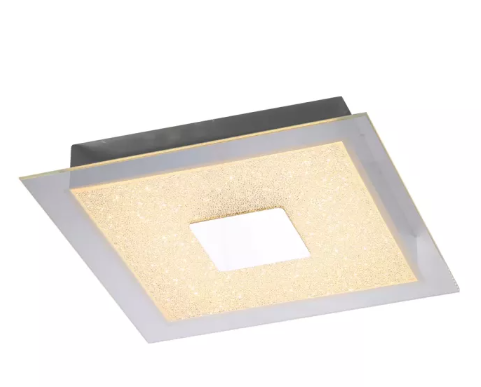 Plafon Metal+Vidro Cromado Bivolt 3000k LED