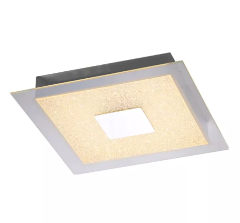 Plafon Metal+Vidro Cromado Bivolt 3000k LED