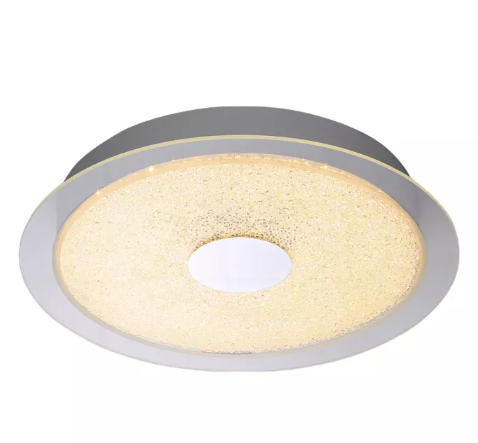 Plafon Metal+Vidro Cromado Bivolt 3000k LED