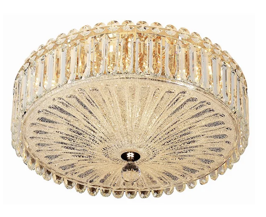 PLAFON METAL+CRISTAL DOURADO 500*H260MM E14*9