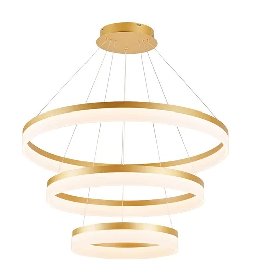 Pendente Dourado LED 113W 3000K 40*60*80cm Metal+Acrilico Bivolt