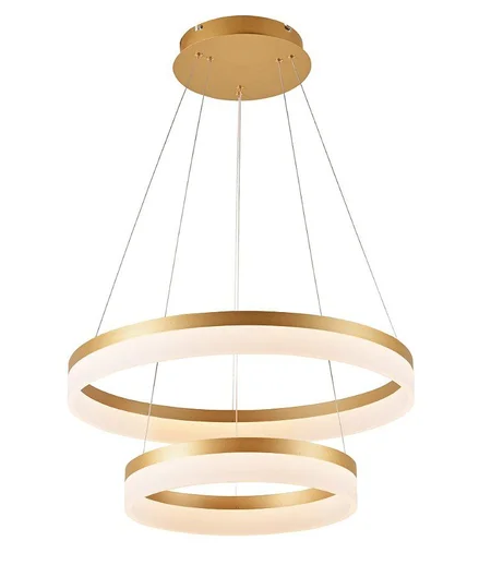 Pendente Dourado LED 63W 3000K 40*60cm Metal+Acrilico Bivolt