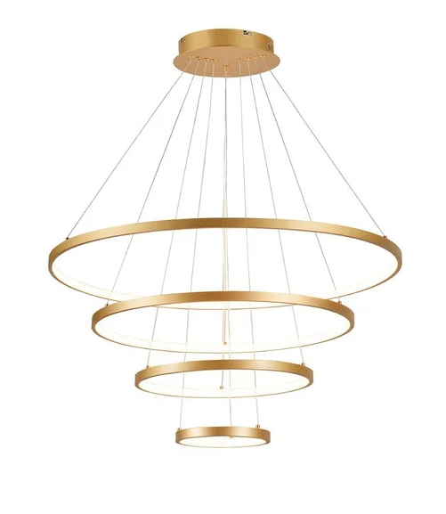 Pendente Dourado LED 125W 3000K 20*40*60*80*cm Metal+Silicone Bivolt