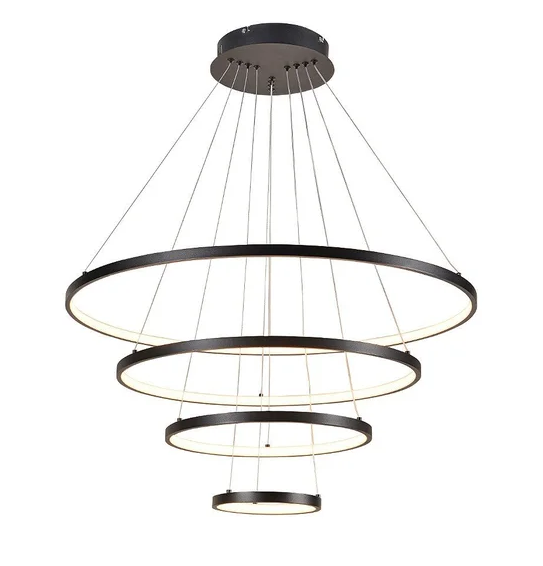 Pendente Preto LED 125W 3000K 20*40*60*80cm Metal+Silicone Bivolt