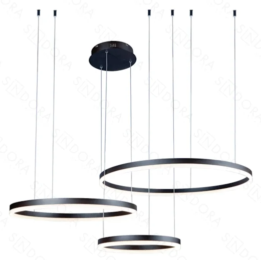 LED 3000K 112W Pendente Metal+Acrilico Bivolt PRETO