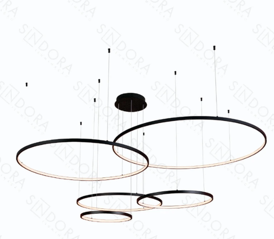 PENDENTE 40+60+80+100+120cm LED 3000K Aluminio+Silicone Bivolt preto