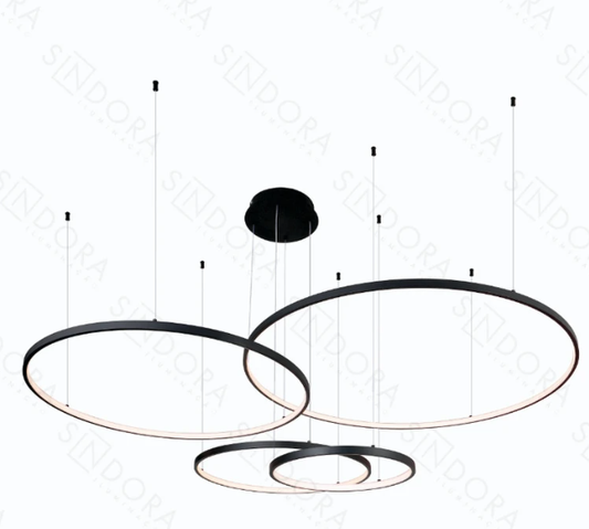 LED 3000K 174W Pendente Preto 40+60+80+100cm Aluminio+Silicone Bivolt