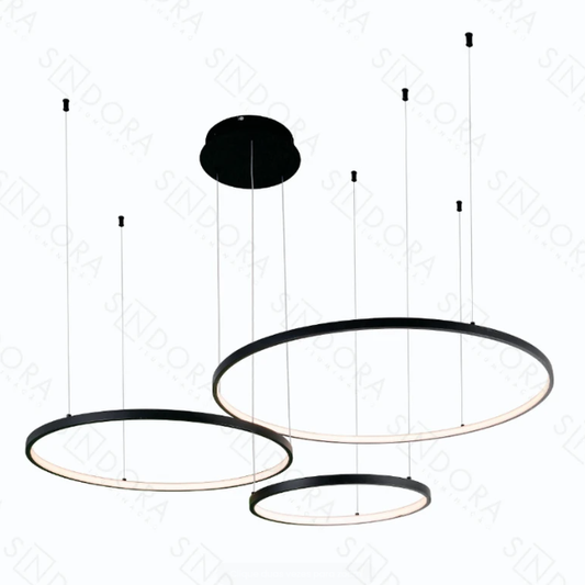 Pendente 40+60+80cm LED 3000K Aluminio+Silicone Bivolt preto