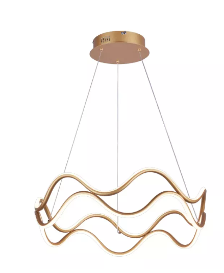 Pendente 600*H1200mm Dourado LED 3000K 86W Metal+Silicone Bivolt
