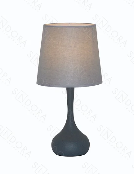ABAJUR H30*250mm FERRO+CÚPULA BIVOLT CINZA+CINZA
