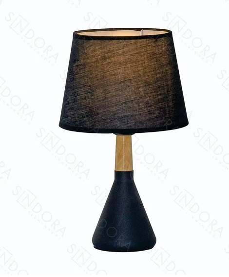ABAJUR H340*20mm FERRO+CÚPULA BIVOLT  PRETO+PRETO