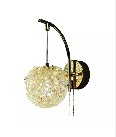 ARANDELA METAL+CRISTAL DOURADO 120*H250MM G9*1