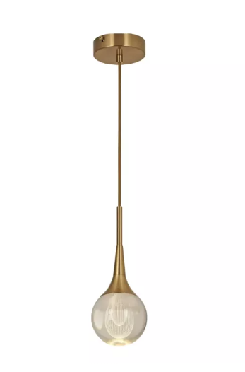 PENDENTE 100*H245mm BRONZE LED 5W 3000K ALUMINIO+CRISTAL BIVOLT