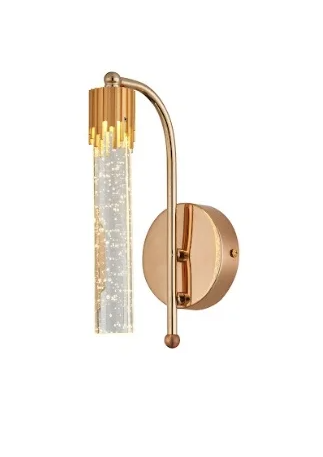 ARANDELA  METAL+CRISTAL DOURADO 10x24CM LED 6W 3000K BIVOLT