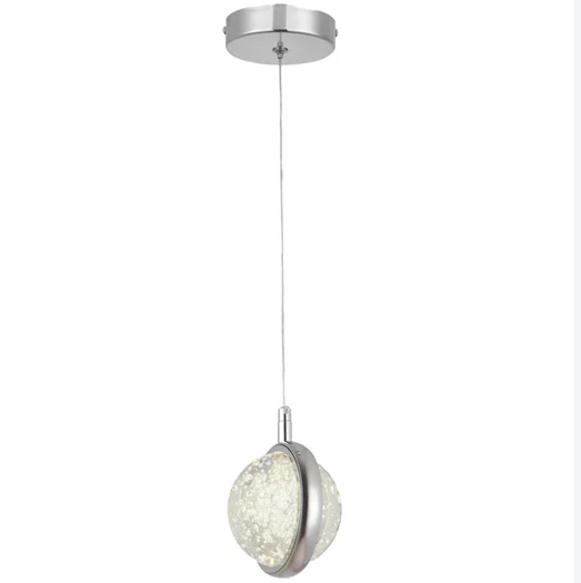 PENDENTE D120*120mm CROMADO LED*7W ALUMINIO+CRISTAL BIVOLT
