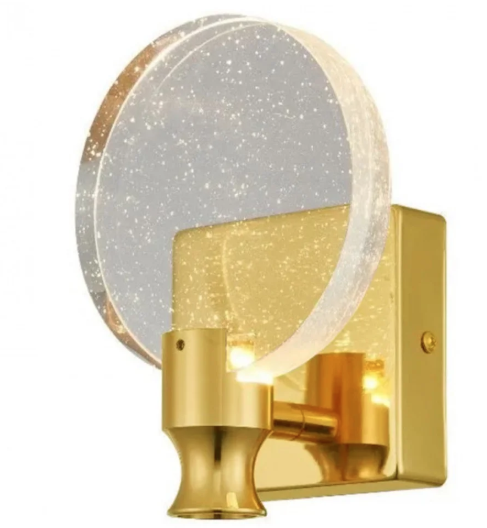 ARANDELA  METAL+CRISTAL DOURADO 13CM LED 6W 3000K BIVOLT