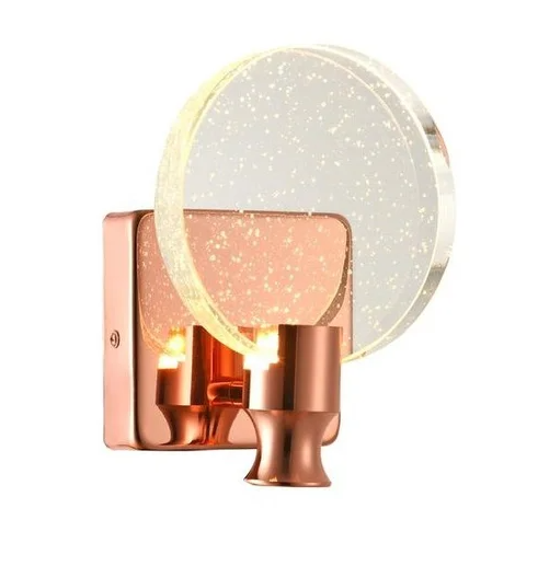 ARANDELA METAL+CRISTAL ROSE 13X13CM LED 5W 3000K BIVOLT