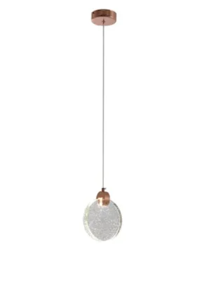 PENDENTE 13CM 5W 3000K METAL/CRISTAL ROSE BIVOLT